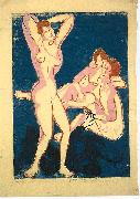 Ernst Ludwig Kirchner Three nudes and reclining man Spain oil painting artist